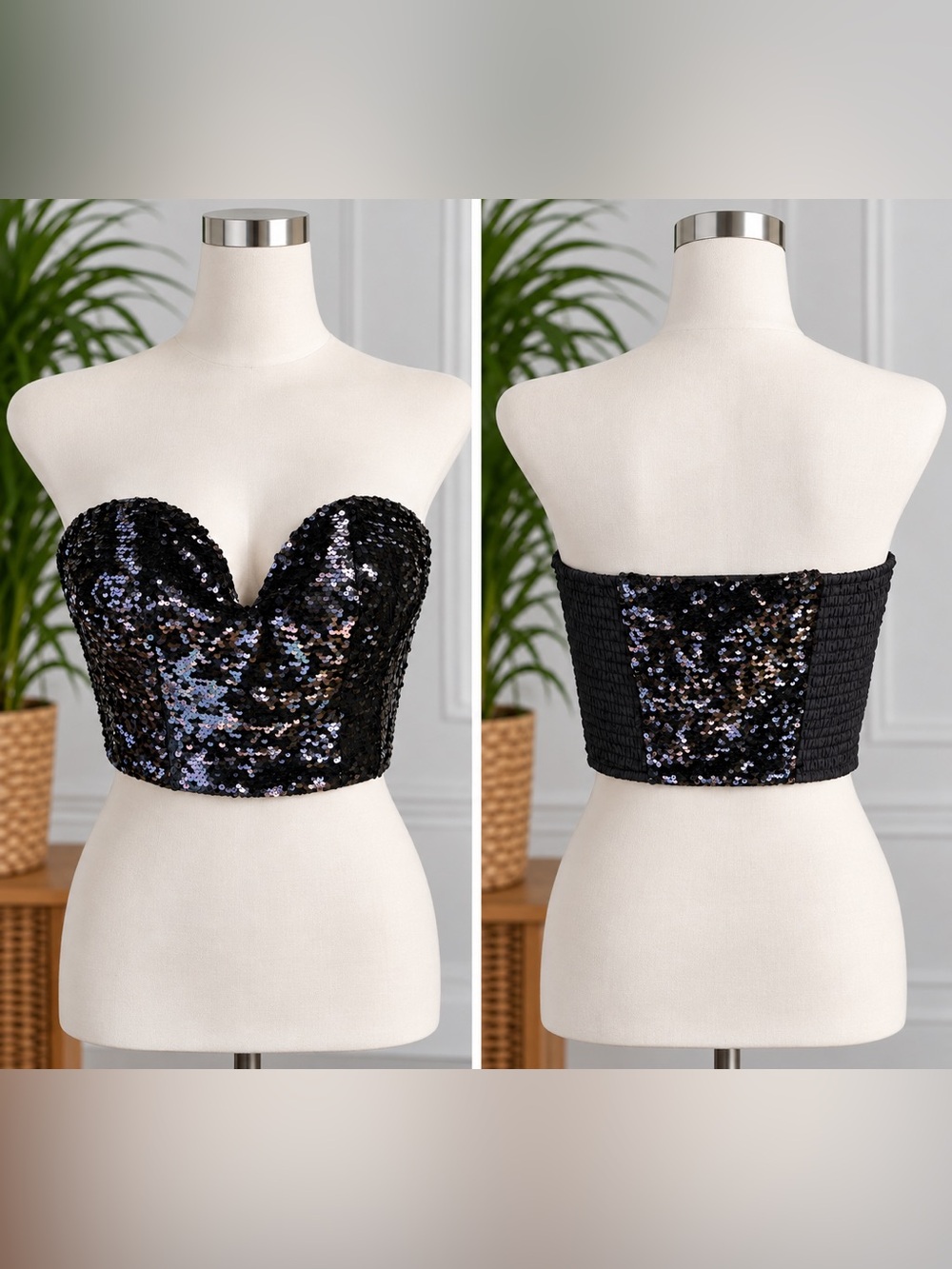 ENGLISH FACTORY Black Sequin Top size small